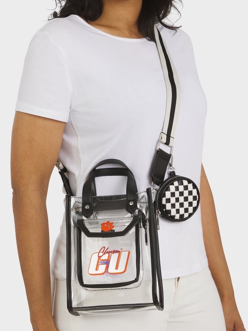 Clemson Tigers WEAR Erin Andrews Clear Stadium Crossbody Bag with Coin Pouch